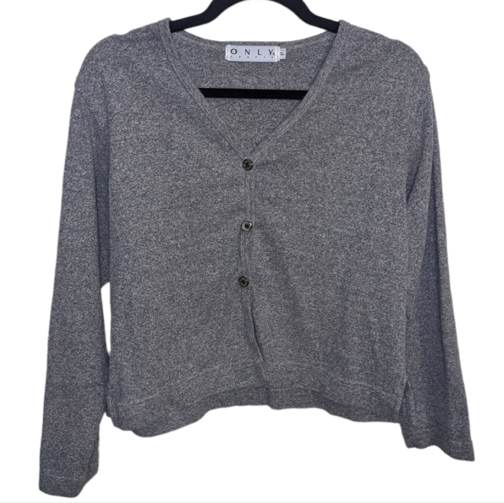 Only Sports Women's Petite Gray Button-Down Cardigan, Size SP 💫